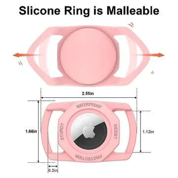 SANKALA Airtag Dog Collar Holder, [1 Pack] Waterproof Airtag Case for Dog Collar, TPU & Silicone Full Body Covered Anti-Lost Apple Air Tag Collar Holder Airtag Case for Pet Collar Backpack, Pink