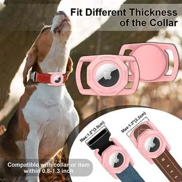 SANKALA Airtag Dog Collar Holder, [1 Pack] Waterproof Airtag Case for Dog Collar, TPU & Silicone Full Body Covered Anti-Lost Apple Air Tag Collar Holder Airtag Case for Pet Collar Backpack, Pink