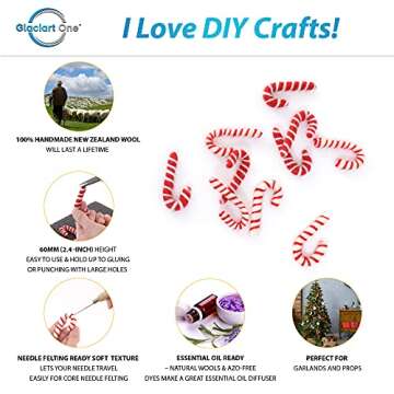Glaciart One Felt Candy Cane Decoration (Red/White)- DIY Garland, Arts Crafts Supplies, Cute Home De...