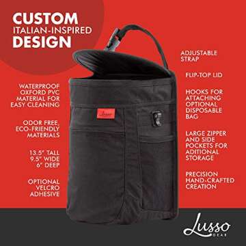 Lusso Gear Spill-Proof Car Trash Can - Easy to Clean Hanging Garbage Bin - Leak-Proof Lid, Removable...