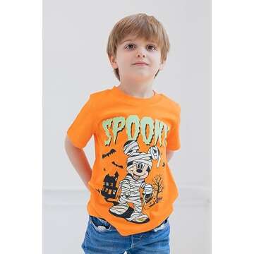 Disney Mickey Mouse Halloween Toddler Boys T-Shirt 3T Orange