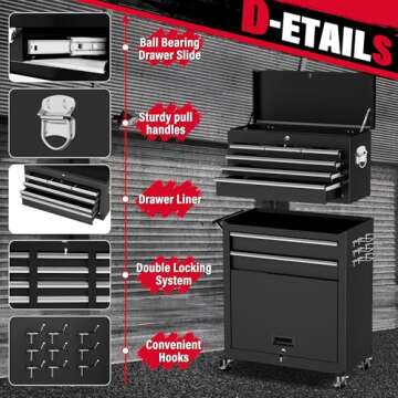 Greenvelly 8-Drawer Metal Tool Chest with Wheels