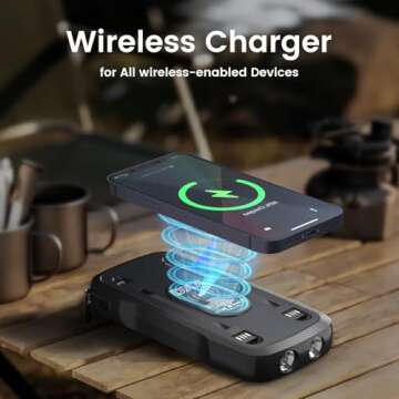 Solar Charger Power Bank 10000mAh - Wireless & Fast Charging