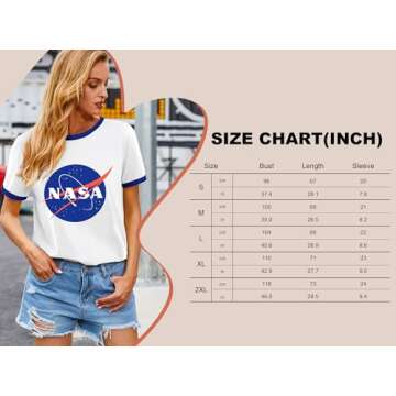 Ezcosplay NASA Graphic Tee for Women Stylish Space Shirt