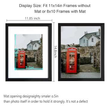 BESCRCL 11x14 Picture Frame Black Set of 6, Display Pictures 8x10 with Mat or 11x14 without Mat, Pho...