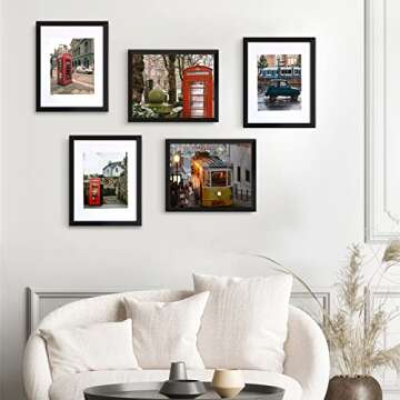 BESCRCL 11x14 Picture Frame Black Set of 6, Display Pictures 8x10 with Mat or 11x14 without Mat, Photo Frames for Wall Mounting