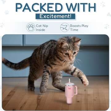 PUPROAR Kitty Cup Tumbler Cat Toy – Small Crinkle Catnip - Funny and Cute Kitten Toys with Cat Nip for Fun Indoor Play, Unique Kitty Birthday Gift, Aesthetic Kitten Present (Pink Peach Dust)