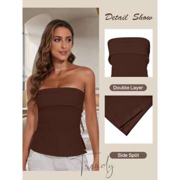 Strapless Tube Tops for Women Backless Going Out Bandeau Top Sexy Trendy Off Shoulder Side Split Sum...
