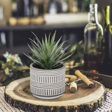 Derekey Artificial Plants Indoor Fake Plants for Home Decor and Office Decor, Succulents Plants Artificial in Pots,8 Inch(Pack of 1)