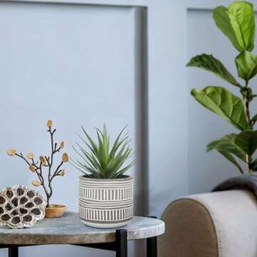 Derekey Artificial Plants Indoor Fake Plants for Home Decor and Office Decor, Succulents Plants Artificial in Pots,8 Inch(Pack of 1)