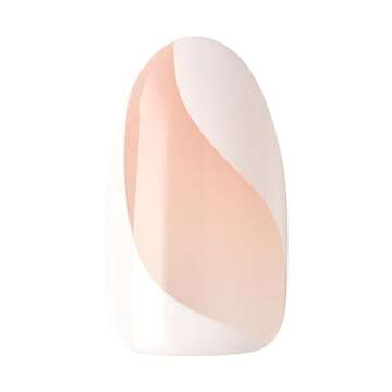 KISS imPRESS No Glue Mani Press On Nails, Design, 'On My Mind', White, Medium Size, Almond Shape, Includes 30 Nails, Prep Pad, Instructions Sheet, 1 Manicure Stick, 1 Mini File