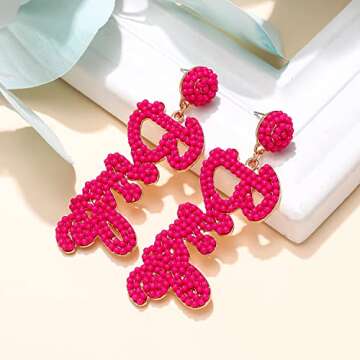 NLCAC Bride Earrings Bachelorette Party Beaded Drop Earrings Wedding Bridal Dangle Earrings Bridal S...