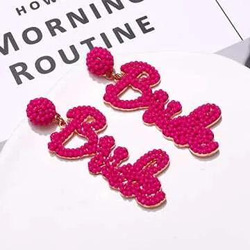 Vibrant NLCAC Bride Earrings for Bachelorette Parties