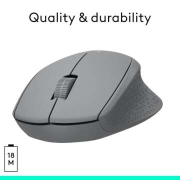 Logitech M330 SILENT Wireless Mouse, 2.4GHz with USB Receiver, Optical Tracking, Quiet & Lightweight, Long Battery Life, for PC, Mac, Laptop, Chromebook - Grey