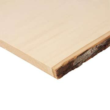 Walnut Hollow Basswood Plank Large with Live Edge Wood (Pack of 1) - For Wood Burning, Home Décor, and Rustic Weddings