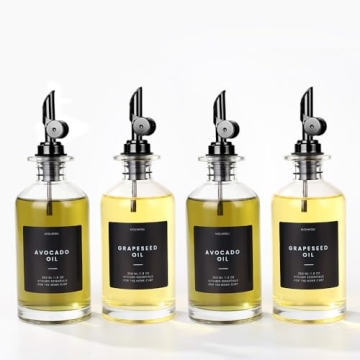 Molimoli Olive Oil Dispenser Bottle Set - Stylish Glass Kitchen Storage with Labels