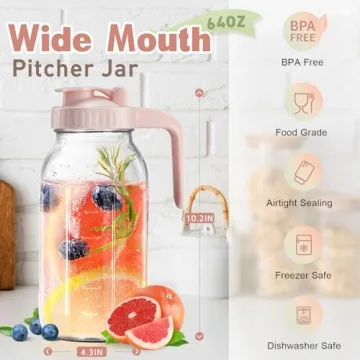 64 oz Mason Jar with Pour Spout for Juices and More