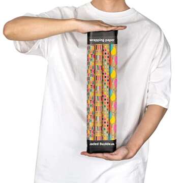 RUSPEPA Kraft Birthday Wrapping Paper Rolls - Mini Roll - 17 inches x 10 feet per Roll, Total of 4 Rolls, Colorful Birthday