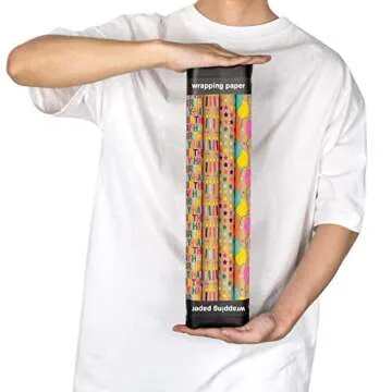 RUSPEPA Colorful Kraft Birthday Wrapping Paper - 4 Rolls