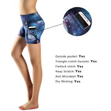 Munvot Women Running Workout Tights Yoga Shorts with Pockets L