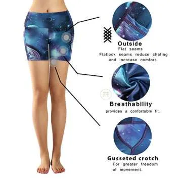 Munvot Women Running Workout Tights Yoga Shorts with Pockets L