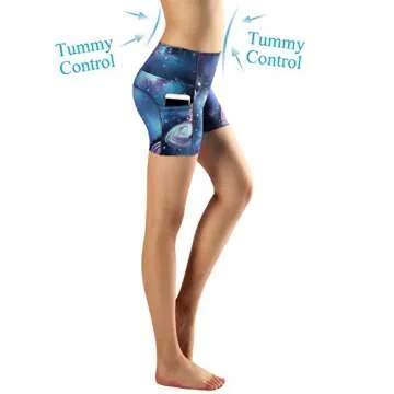 Munvot Women Running Workout Tights Yoga Shorts with Pockets L