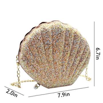 AIBEARTY Cute Seashell Shape Crossbody Purse Small Shoulder Bag with Chain for Women Little Girls