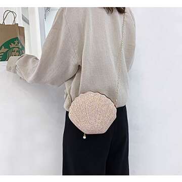 AIBEARTY Cute Seashell Shape Crossbody Purse Small Shoulder Bag with Chain for Women Little Girls