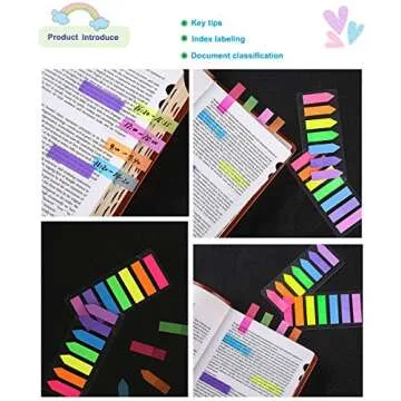 Colored Sticky Neon Flags Index Tabs Page Markers Highlight Strips Writable Labels Page for Marking and Highlighting, 4 Sets, 560pcs