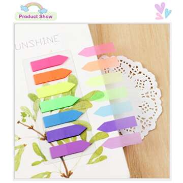 Colored Sticky Neon Flags Index Tabs Page Markers Highlight Strips Writable Labels Page for Marking and Highlighting, 4 Sets, 560pcs