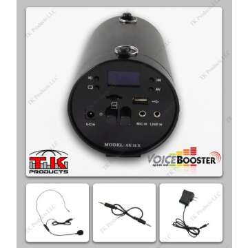 VoiceBooster Voice Amplifier & Mp3 Player 25watts Black MR-AK38 by TK Products,Portable, for Teacher...