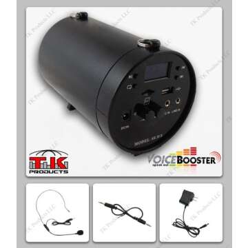 VoiceBooster Voice Amplifier & Mp3 Player 25watts Black MR-AK38 by TK Products,Portable, for Teachers, Coaches, Tour Guides, Presentations, Costumes, Etc.