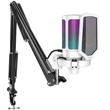 FIFINE Streaming Gaming USB Microphone Kit, PC Condenser RGB Mic Compatible with PS4/PS5, Plug and P...