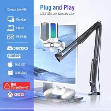 FIFINE A6T White USB Gaming Microphone for Streamers