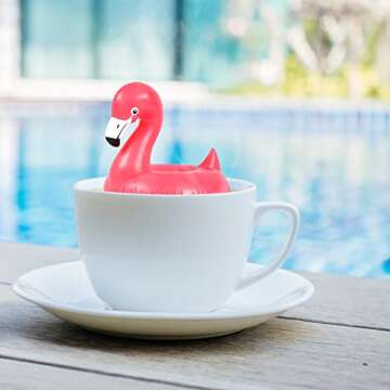 Genuine Fred, FLOAT TEA FLAMINGO, Flamingo Pool Float Reusable Tea Infuser, Pink, Fun Gift for Tea Lovers, Clever Kitchen Gadget