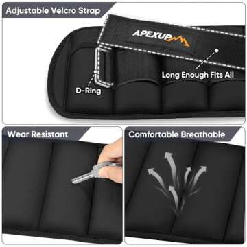 APEXUP 10lbs/Pair Adjustable Ankle Weights for Women and Men, Modularized Leg Weight Straps for Yoga, Walking, Running, Aerobics, Gym (Black)