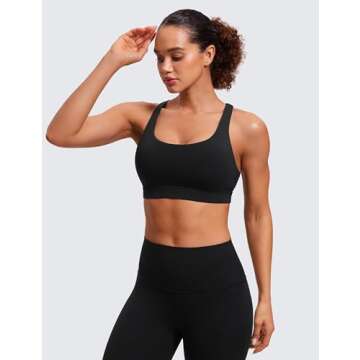 CRZ YOGA Women's Strappy Sports Bras - Medium Support for Yoga & Training