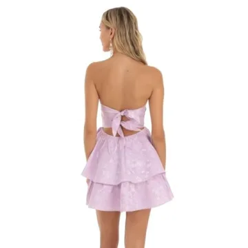 Eyhuoaa Strapless Ruffle Satin Mini Dress for Women