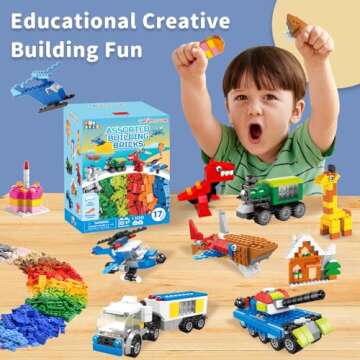 FUN LITTLE TOYS 1100 Piece Classic Bricks Building Toy Set Creative Play Set for Kids Boys and Girls...