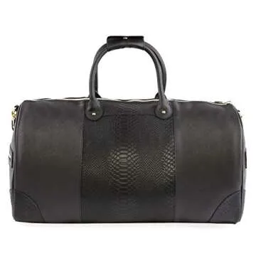 BEBE Women's ELLISA Black Croc Overnight Bag - Stylish & Roomy