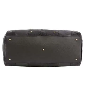 BEBE Women's ELLISA Stylish Overnight Bag Black Croc