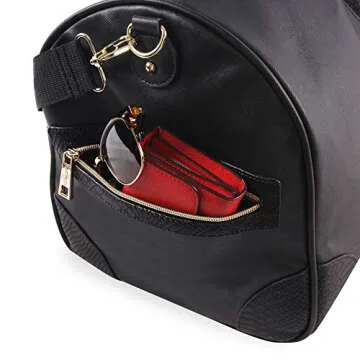 BEBE Women's ELLISA Stylish Overnight Bag Black Croc