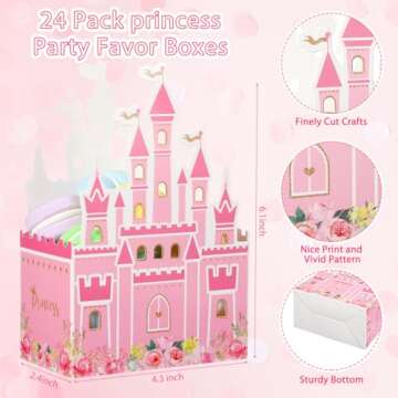 24 Pieces Castle Party Favor Boxes for Kids Birthday, Baby Shower & Wedding Decorations