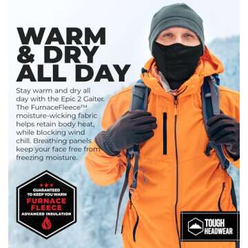 Tough Headwear Half Ski Mask for Men & Women, Winter Face Mask for Cold Weather, Half Balaclava Neck...