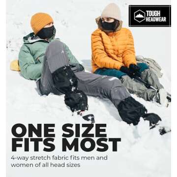 Tough Headwear Half Ski Mask for Men & Women, Winter Face Mask for Cold Weather, Half Balaclava Neck Gaiter Warmer, Motorcycle Face Mask