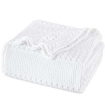 PHF 100% Cotton Waffle Weave Blanket Queen Size, Soft Lightweight Breathable Cozy Blankets for Bed, ...