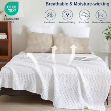 Luxury PHF Cotton Waffle Blanket for Year-Round Comfort