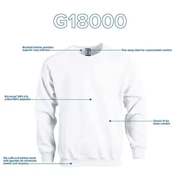 Gildan Adult Fleece Crewneck Sweatshirt - White