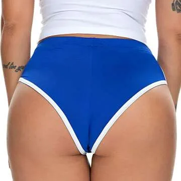 Women Navy Blue Butt Lifting Lounge Cheeky Booty Shorts Workout Yoga Hot Pants L