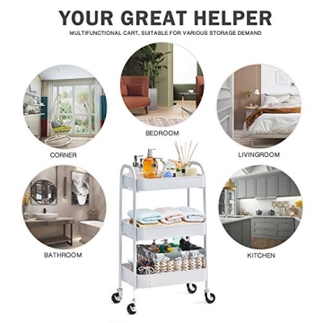 TOOLF 3 Tier Rolling Cart - Easy Assemble Utility Cart